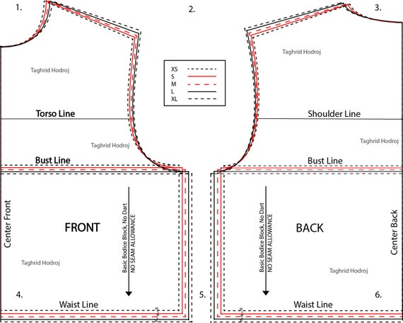 Basic bodice block pattern with Sleeve | Etsy