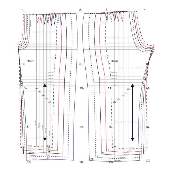 Modello basic di pantaloni con pinces