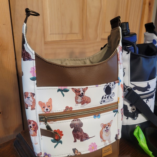 Dog Walking crossbody bag, water carrier, poo bag and cell phone