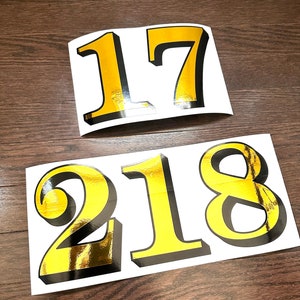 Single Vintage Gold Transom Numbers Decals Gold House Numbers Gold and Black House Numbers Gold Transom House Numbers Transom window Numbers