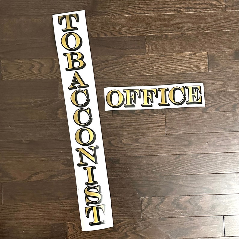 Transom Window Lettering Sign Gold & Black Vintage Lettering Vinyl Decals - Elegant Transom Window ...