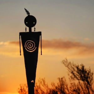 Spiral Guardian Shaman Salvaged Metal Sculpture | Southwest Décor | Unique Gift | Handmade | Garden Décor | Gift for Her | Rustic