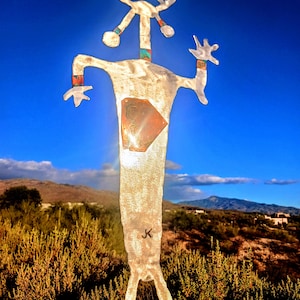 Songs of a Lost World Shaman Salvaged Metal Sculpture | Southwest Décor | Unique Gift | Handmade | Minimalist | Metal Art | Moab Man