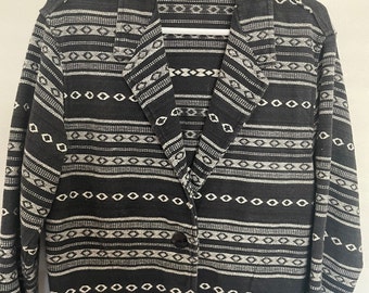 Vintage chico's woven tapestry stylish black and white jacket