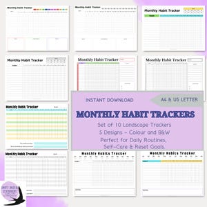 Printable Monthly Habit Tracker Digital Self-Care & Routine Planner for Women 45+ Organise Build Better Habits Instant Download PDF A4 US LT