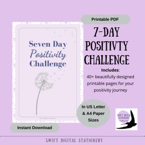 7-Tage Positivity Challenge Printable Journal PDF | Dankbarkeit & Achtsamkeit Arbeitsbuch | Planer für psychische Gesundheit | US Letter und A4