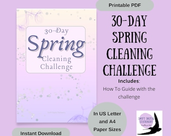 30-Day Spring Cleaning Challenge: Printable Calendar (Digital Download PDF)