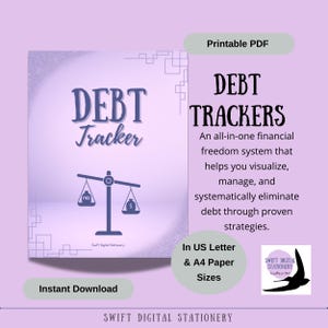 Paquete de imprimibles para el seguimiento de deudas / Planificador financiero / Bola de nieve de deudas / Tarjeta de crédito / Plan de liquidación de 52 semanas / Libre de deudas / Descarga digital
