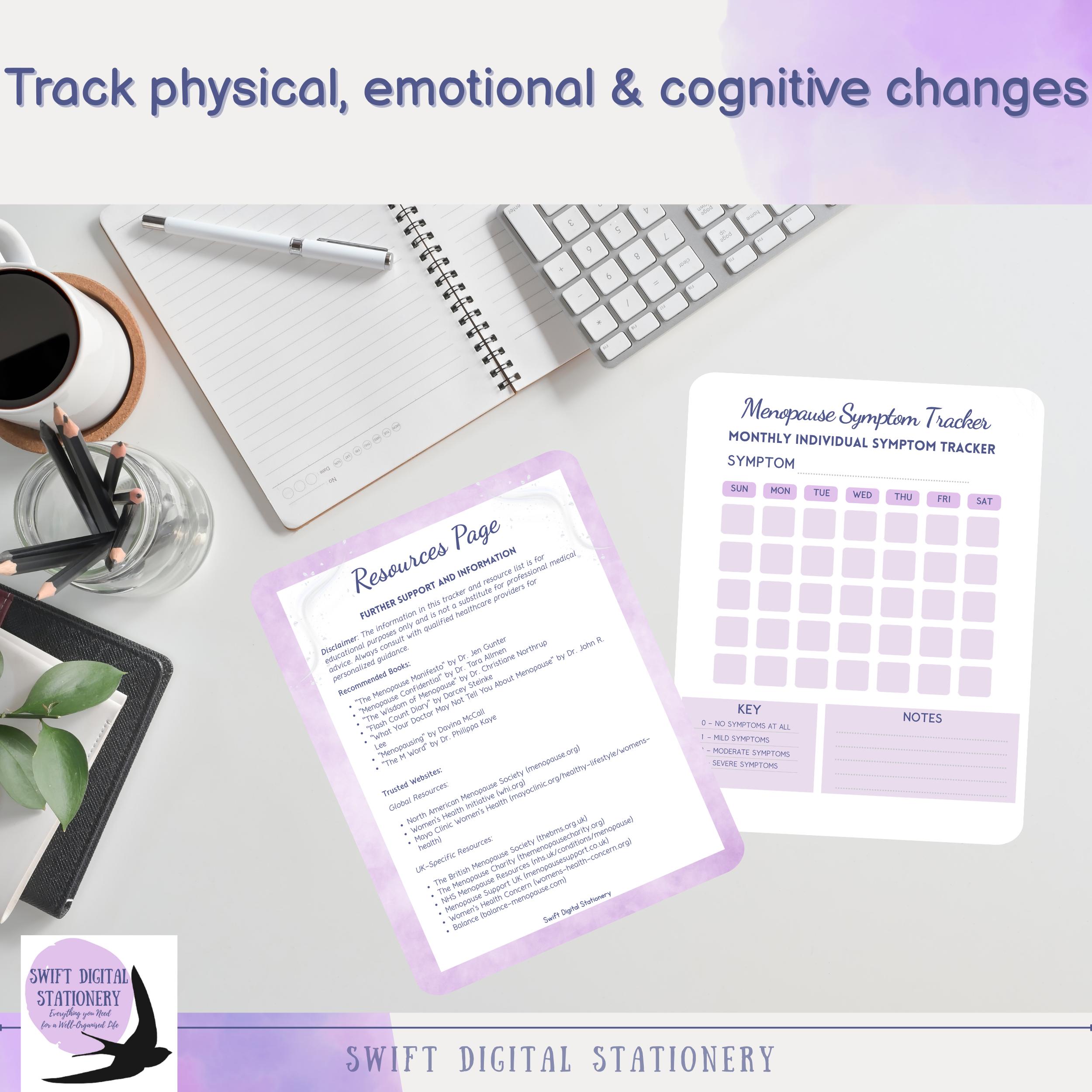 Menopause Symptom Tracker | Printable PDF | Hot Flash Journal | Self ...