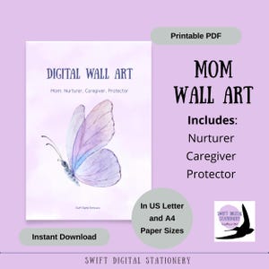 Arte mural tipográfico para mamá / Cuidadora protectora y protectora / Descarga digital / Regalo para el Día de la Madre / Tamaño A4 y carta de EE. UU. / Arte mural imprimible para mamá /