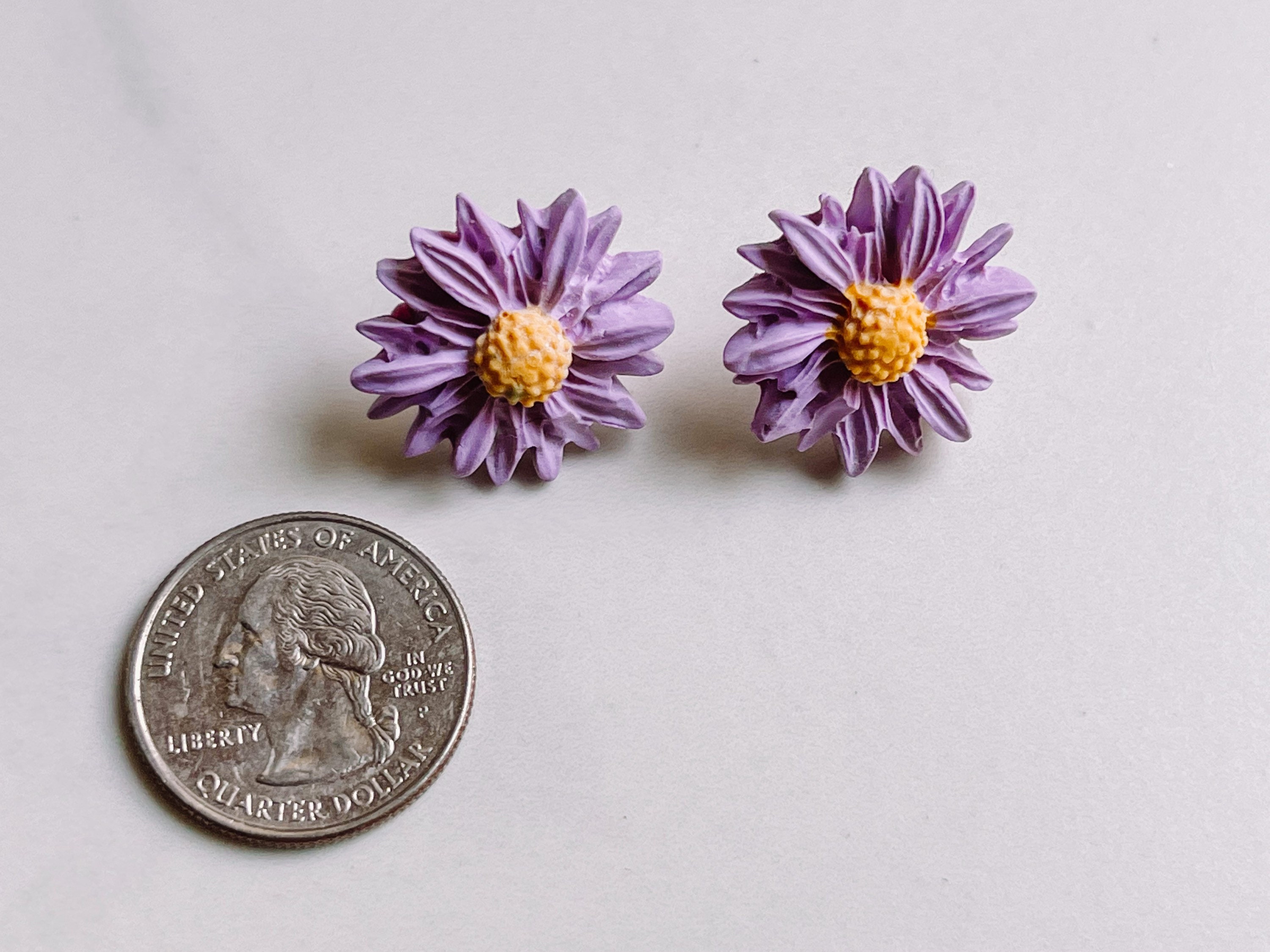 Flower Stud Earrings Polymer Clay Earrings Handmade Etsy