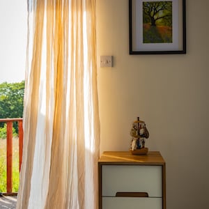 Rod top sheer Egyptian cotton muslin curtain panel 240cm/95" in length, 145cm/57" wide