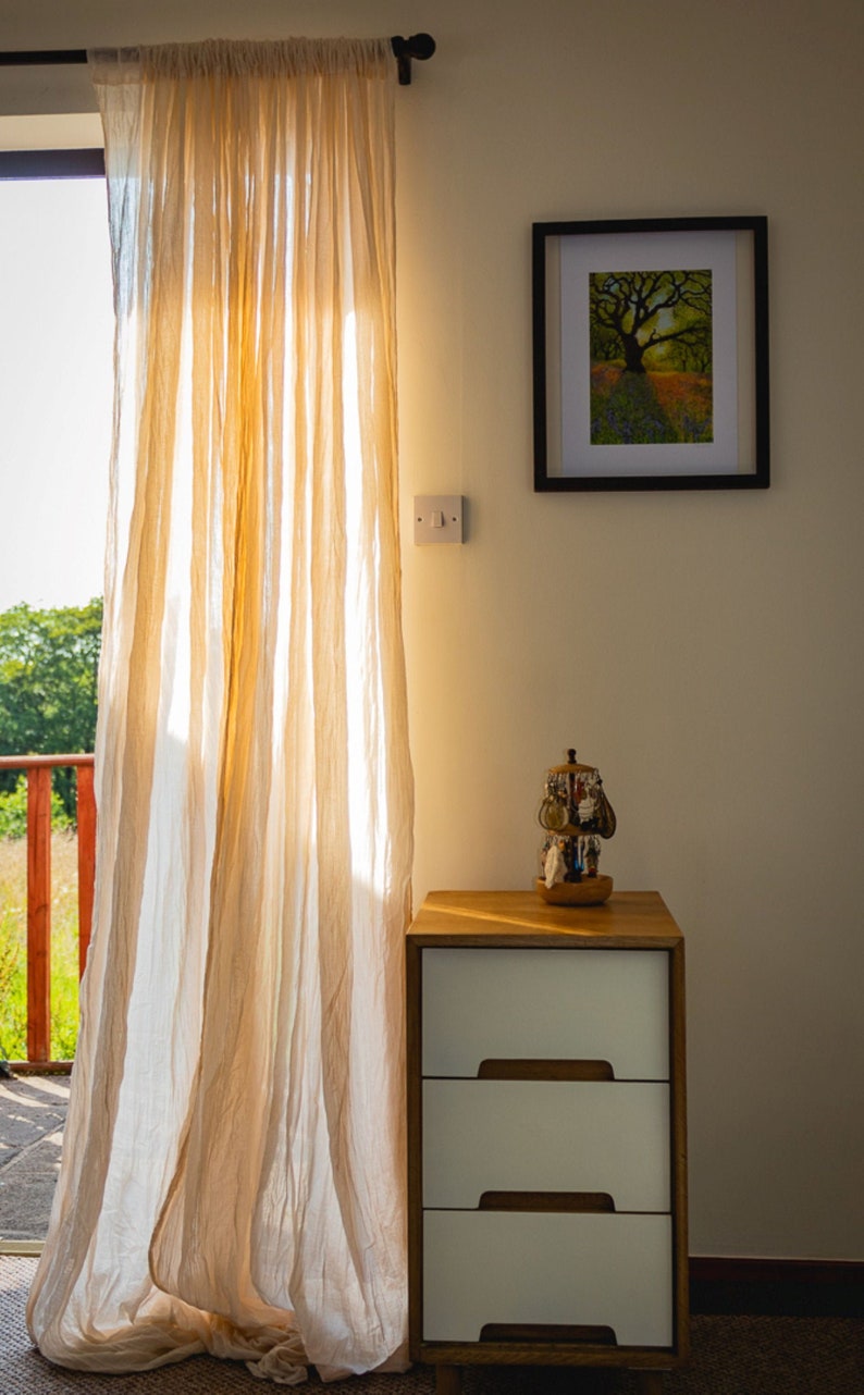 Rod Top Sheer Egyptian Cotton Muslin Curtain Panel Etsy