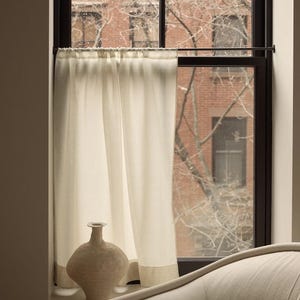 Rod pocket top sheer cafe curtain in 100% cotton, max length 120cm/47inches