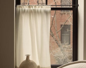 Rod pocket top sheer cafe curtain in 100% cotton, max length 120cm/47inches