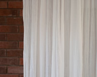 Ivory cotton curtain panel, lightweight Egyptian cotton voile, tab top curtain