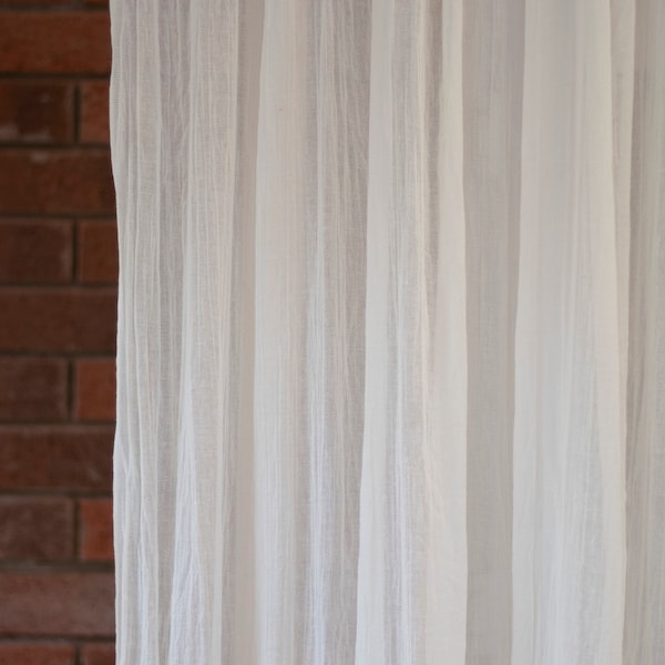 Panneau de rideau en coton ivoire, voile de coton égyptien léger, rideau à languette