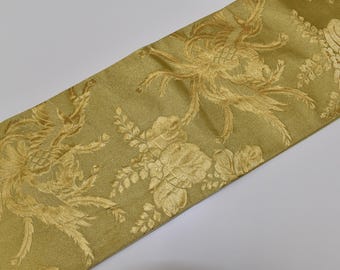 Y580 Vintage Silk Kimono Obi Belt &#39;Fukuro-Obi&#39; Gold Processing / Flying Phoenix Paulownias Tree
