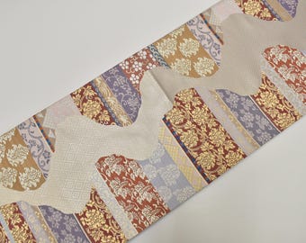 Y747 ヴィンテージ シルク 着物 袋帯 金刺繍 / 唐織 吉祥文様 ジャ