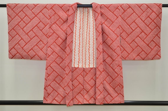 K204 Vintage Silk Kimono Haori Jacket : Fully Shi… - image 1