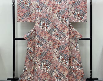 K127 Vintage Synthetic Wedding Kimono (komon): Exotic Moss K127 Vintage Synthetic Wedding Kimono (komon): Exotic Moss