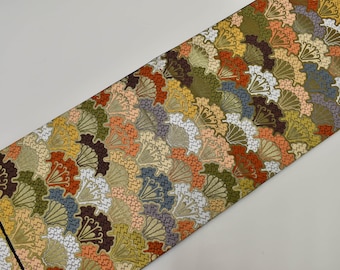 Y274 ヴィンテージ シルク 着物 帯 袋帯 黒 金刺繍/唐織 川辺 鴛鴦 蝶