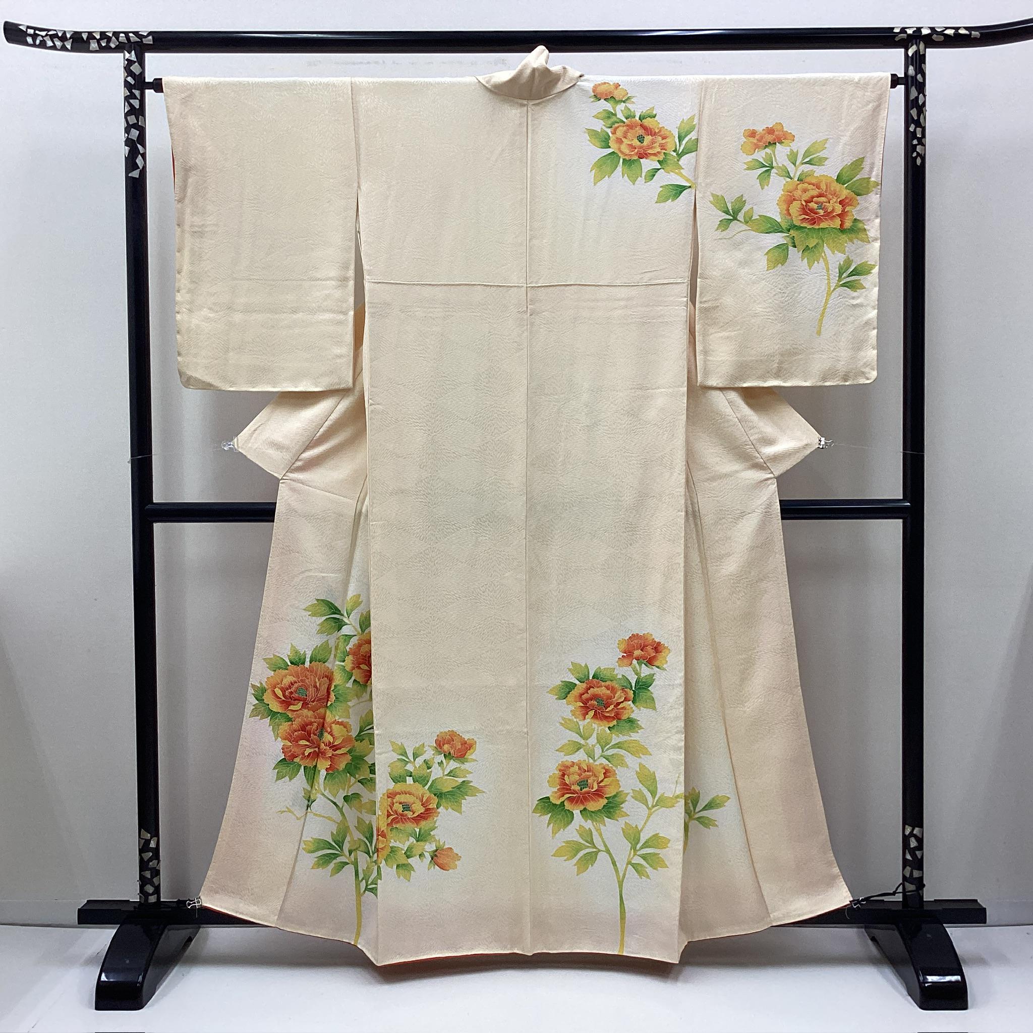 K630 ヴィンテージシルクウェディング着物（付け下げ）：象牙刺繍