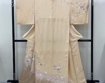 K261 未仕上げシルク婚礼着物（ほもんぎ染め紬かりえば）：黒紺グレー