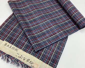 N56 未使用 正絹着物反物 : 12m 手織り紬 グレーベージュ / 日本庭園