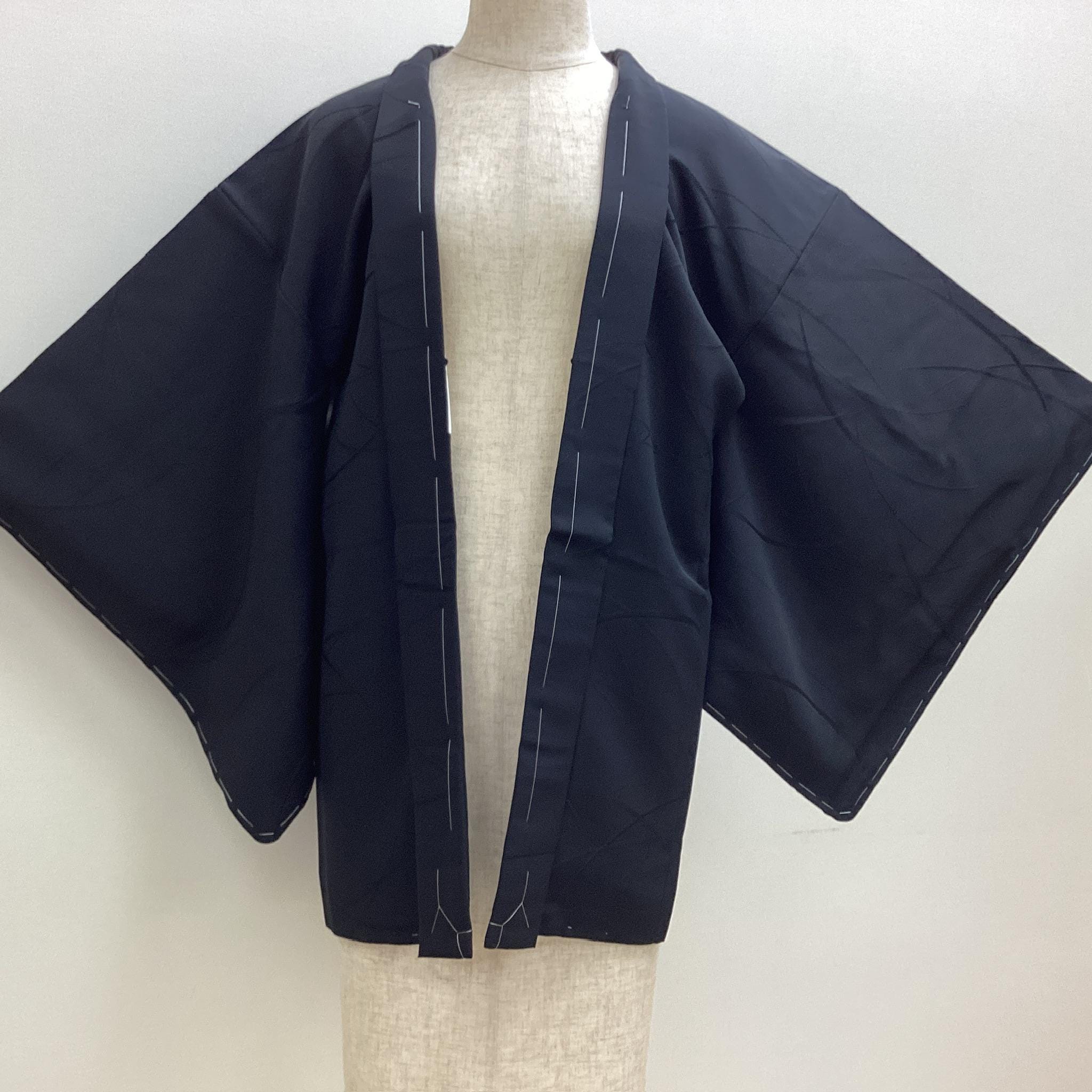 K*E様 MNMM HAORI / BLACK Size 1 K36 Vintage Silk Kimono Haori Jacket : Black / Autumn Plants