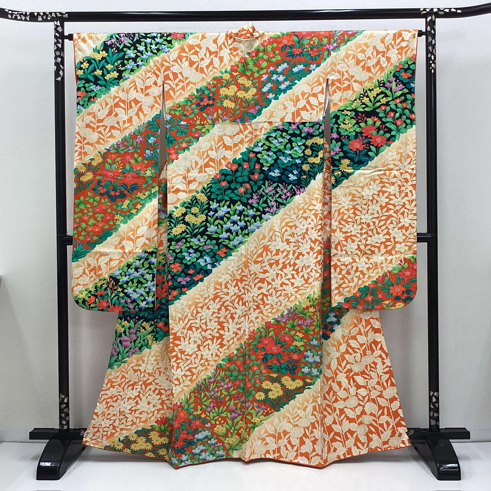 菓子 kinono Grail Kimono Yukata Set Dress Sunflower Green pattern Kyoto