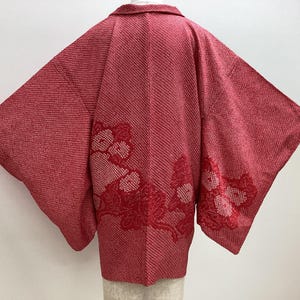 K225 Vintage Silk Kimono Haori Jacket : Rose Pink Shibori / Kanoko-dot Chrysanthemum