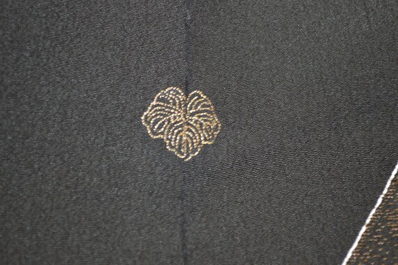 K151 Vintage Silk Kimono Haori Jacket : Black Gol… - image 8