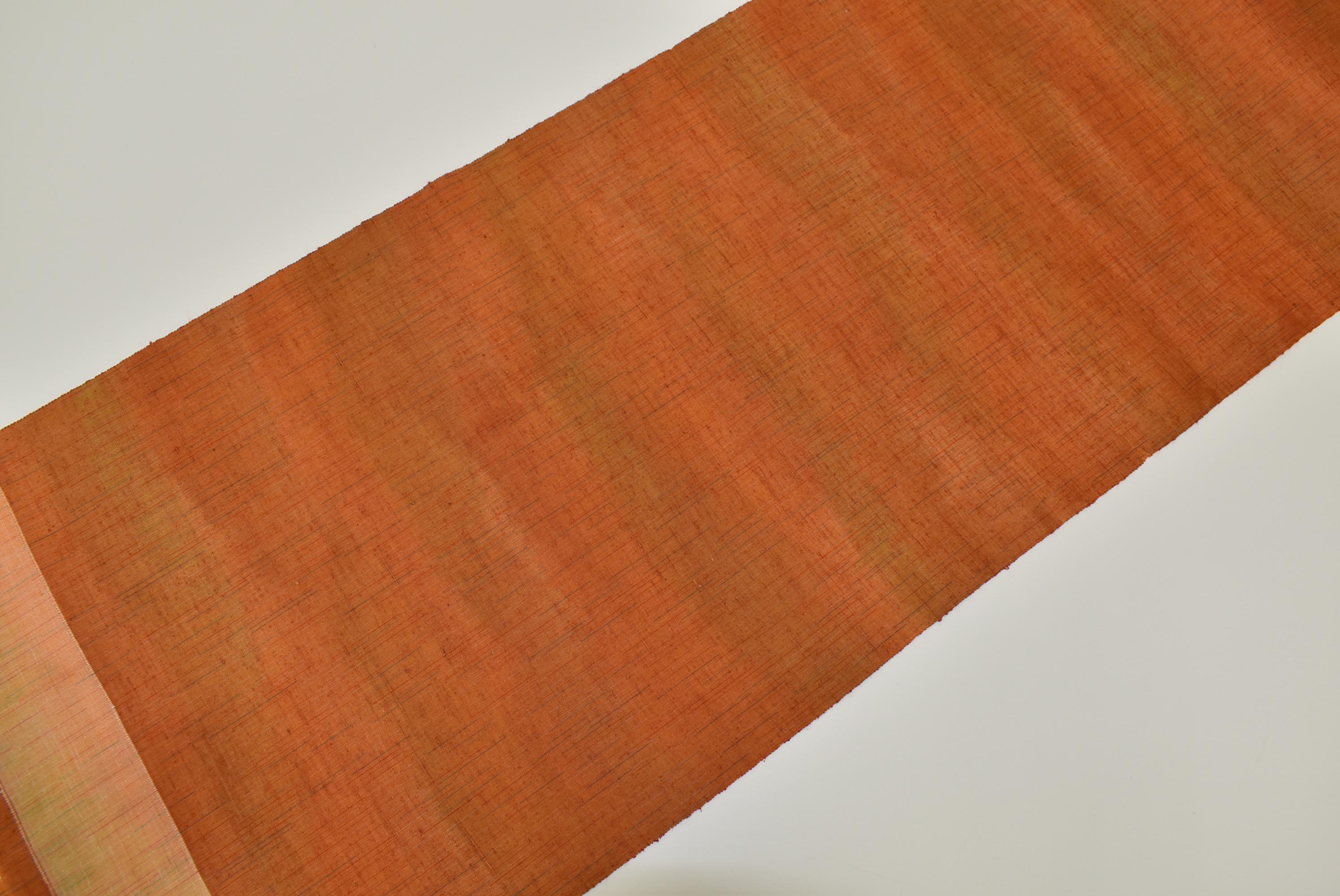 Y857 Un-used Vintage Silk Kimono Bolt (tanmono) : Orange Y857 Un-used Vintage Silk Kimono Bolt (tanmono) : Orange