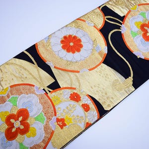 W192 Vintage Seide Kimono Obi Grtel 'Fukuro-Obi' Schwarz Gold Verarbeitung  / altes knigliches Spiegel faltbares Fcher Kimono Band - Etsy sterreich