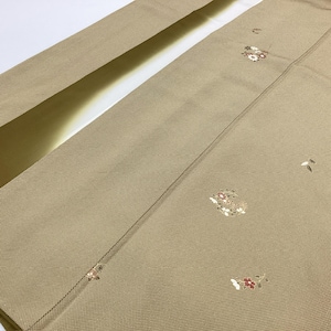 K585 Vintage Silk Wedding Kimono (Edo Komon) : Light Brown Chirimen Crape Small Diamond Chrysanthemum by stencil dyeing