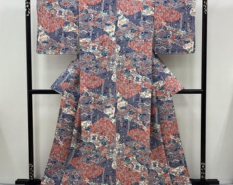 K935 Vintage Silk Wedding Kimono (tsukesage): Multicolor
