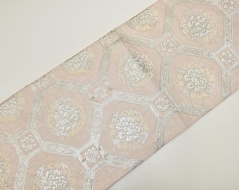 R8RK222 袋帯 刺繍 花 菊 シルバーラメ お太鼓柄 淡いピンク シルバー R8rk464 袋帯 花 薔薇 ラメ アンティーク シルバー ピンク 青 六通柄の