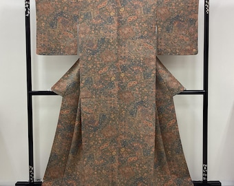 未使用品　縮緬２反　正絹１反 N459 未使用 正絹着物反物 : 長さ12m 小紋 薄緑 / 紅型 ちりめん 縮緬