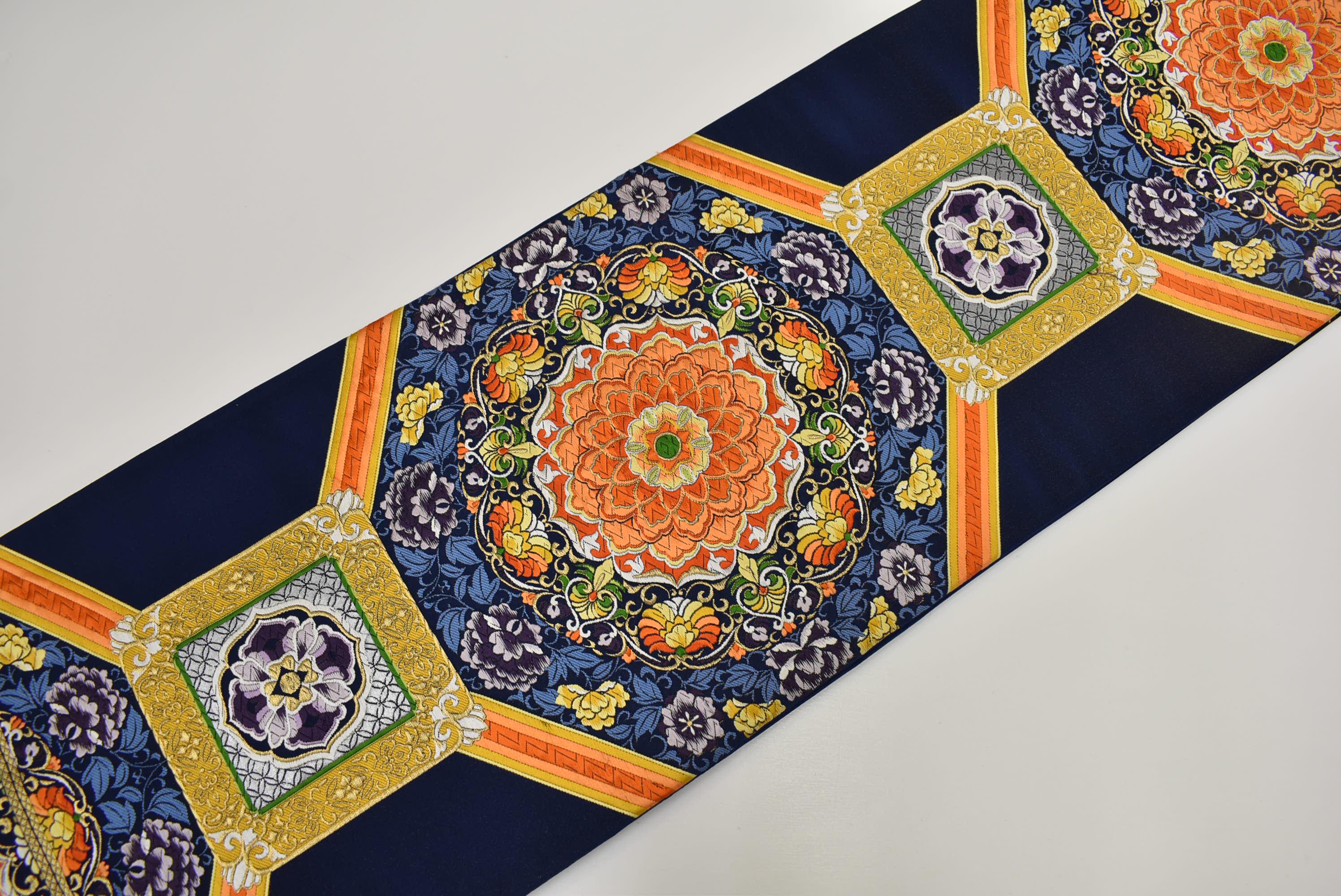 唐織刺繍袋帯 Prices down2）唐織袋帯「生成り色地 桐竹文」錦工芸謹製 六通柄 日本