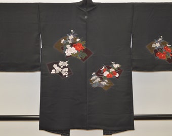 K266 Vintage Silk Kimono Haori Jacket Chrysanthemum / Pine tree