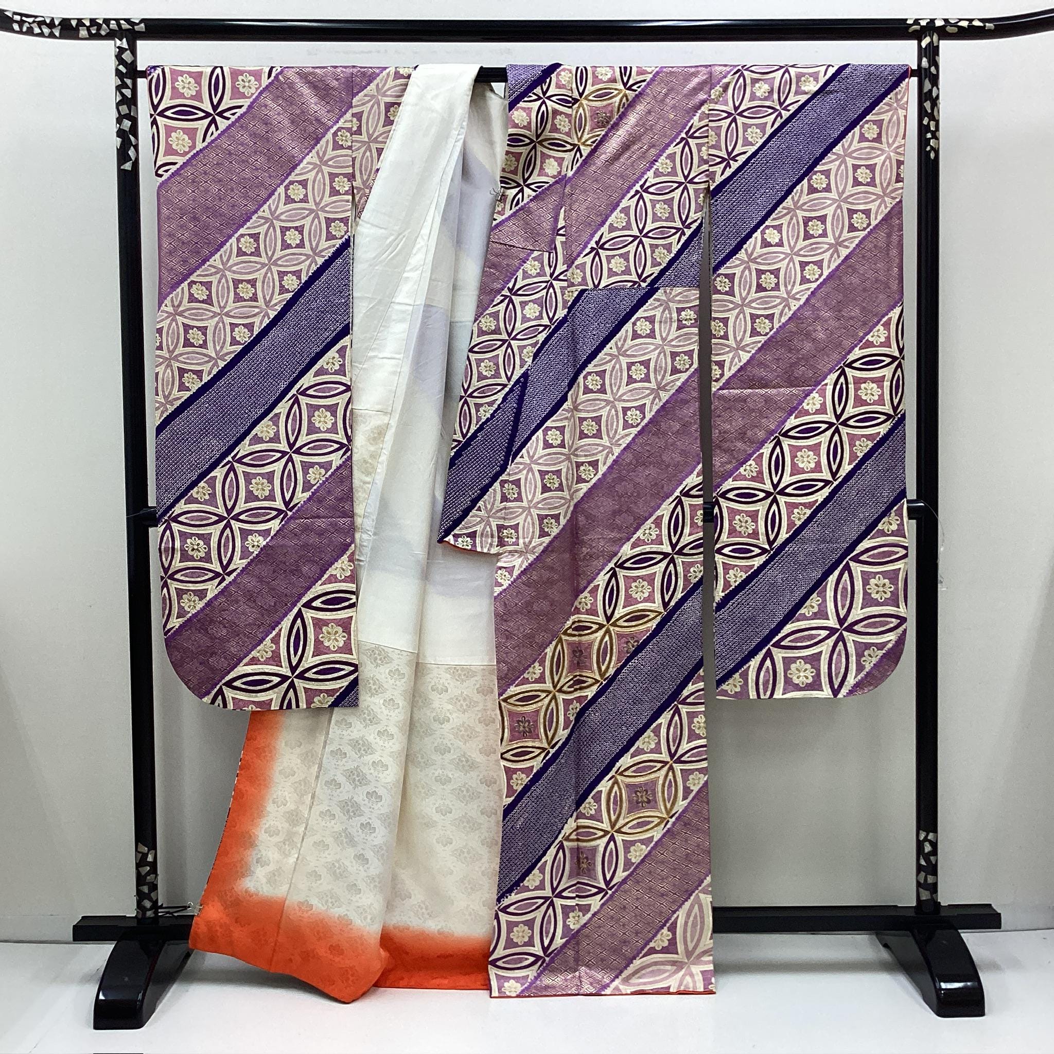 エルンスト【Le Kimono】 JAPANESE KIMONO FINE PATTERN PURE SILK VINTAGE ANTIQUE Z5363