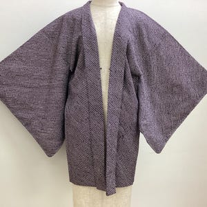 K45 Vintage Silk Kimono Haori Jacket : Dark PUrple Shibori / Kanoko-dot Plain
