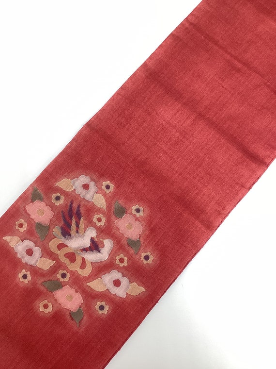 B315 Vintage Silk Kimono Obi Belt 'Fukuro-Obi' Re… - image 1
