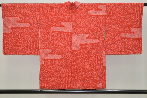 K374 Vintage Silk Kimono Haori Jacket : Shibori R… - image 2