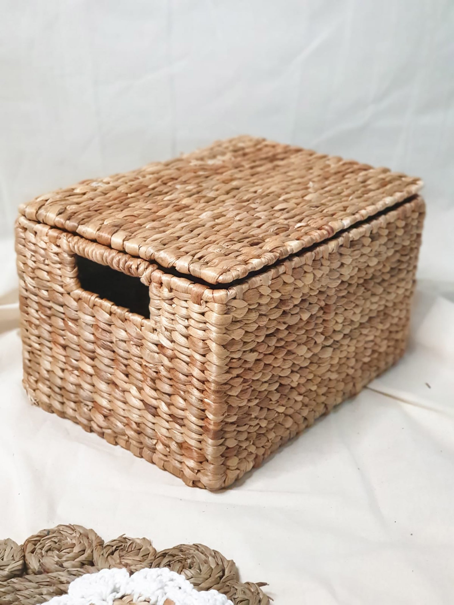 Rectangular Water Hyacinth Basket with metal frame and Flip Etsy