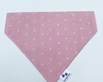 Rose dot, slip on collar style dog bandana