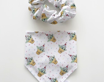 Ice Cream yoda, starwars dog accessories sets, bandanas, matching items, slip on collar bandana set