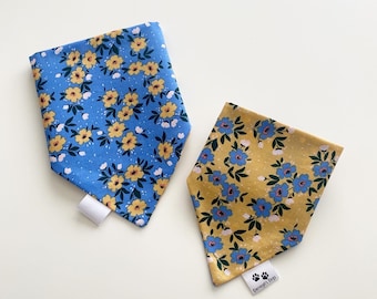 Double sided paisley slip on collar Dog bandana and bow tie  set