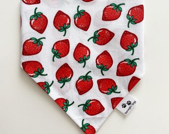 Strawberry’s and cream , slip on collar dog bandana, matching sets, dog bow tie, Scrunchie and FaceMask